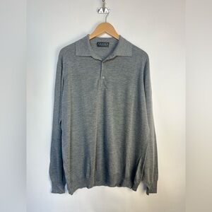Sulka Made in Italy Cashmere Silk Polo Sweater – Gray‎